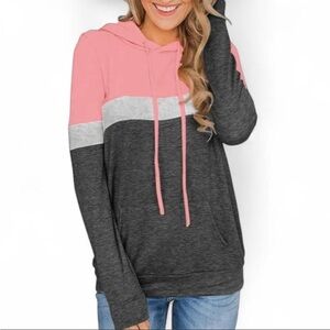Stylish Pink and Gray Women's Hoodie